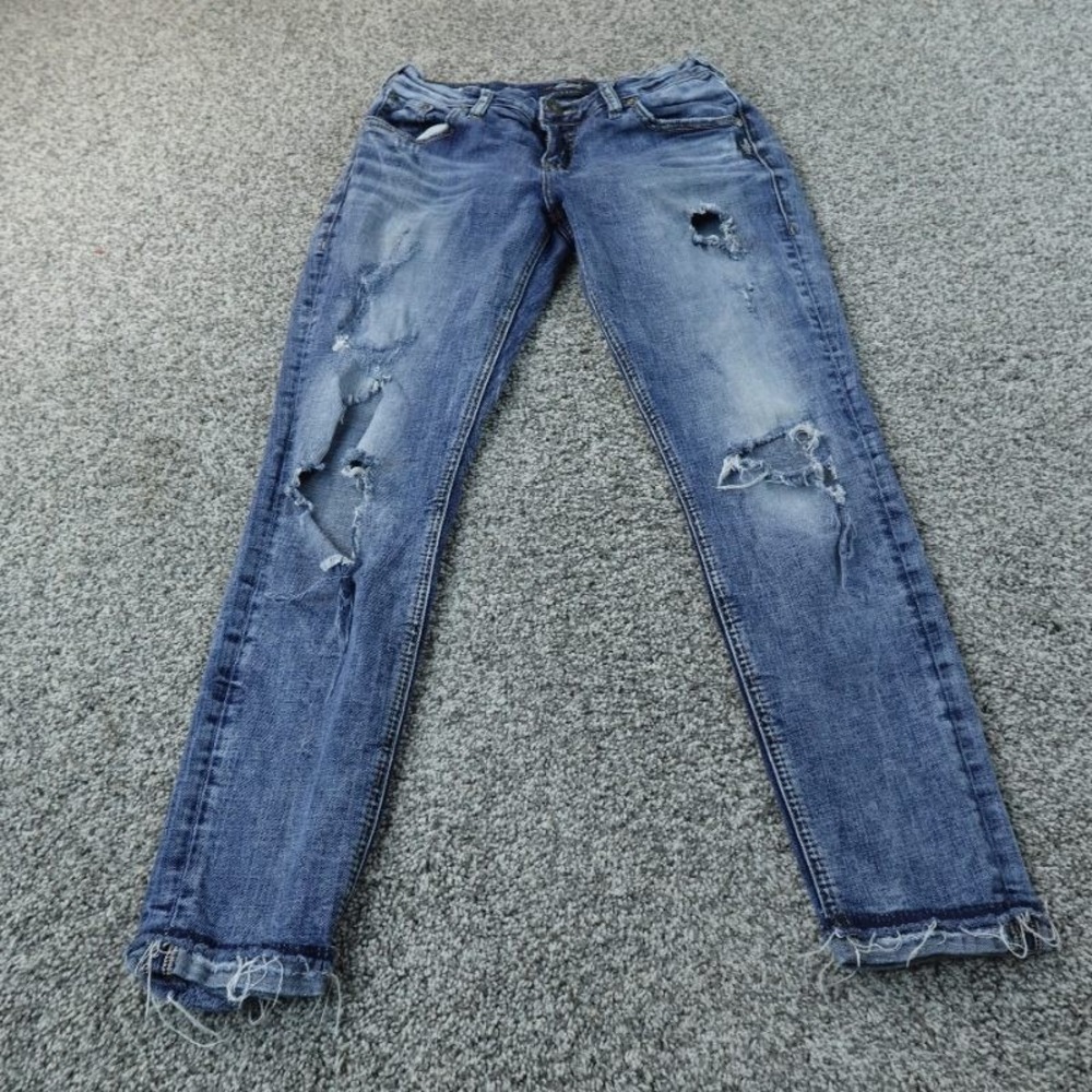 Silver Jeans Womens 27 Dark Blue Denim Pants Kenni Skinny Low Rise Stretch Fade